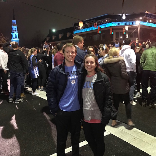 Clean Energy Expert Tyler celebrates a UNC victory
